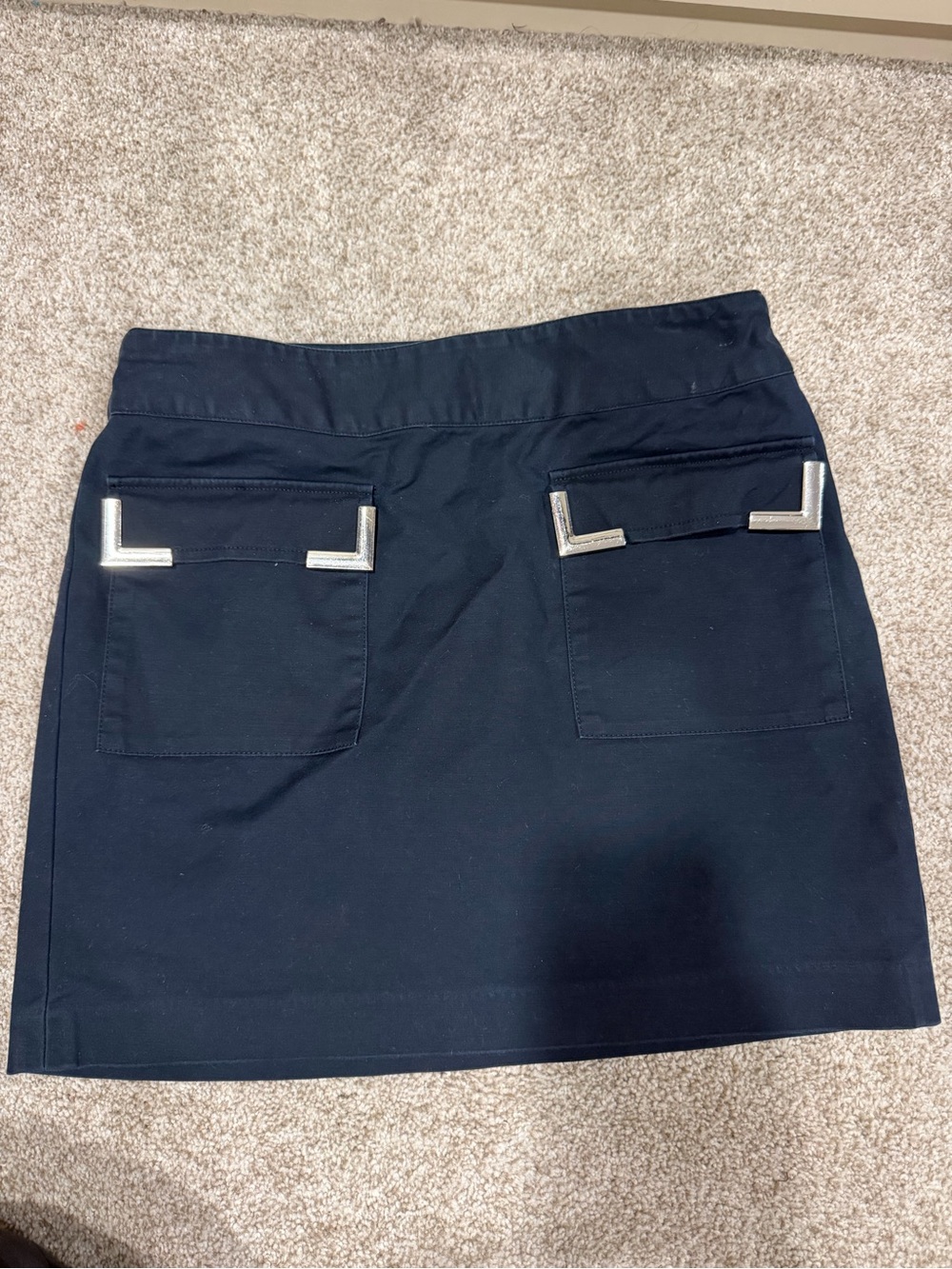 MICHAEL Michael Kors Navy Skirt with Silver Accent Hardware